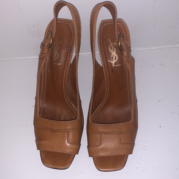 YSL sling backs with comfortable stacked heels - Picture 3 of 12